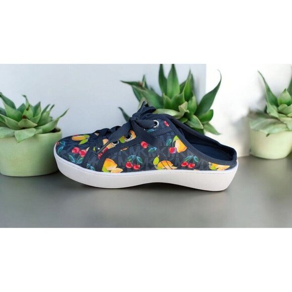 Michael Kors Poppy Fruit Print Logo Slip-On Sneaker Size 7 Navy Multi (EUC) - Picture 10 of 13